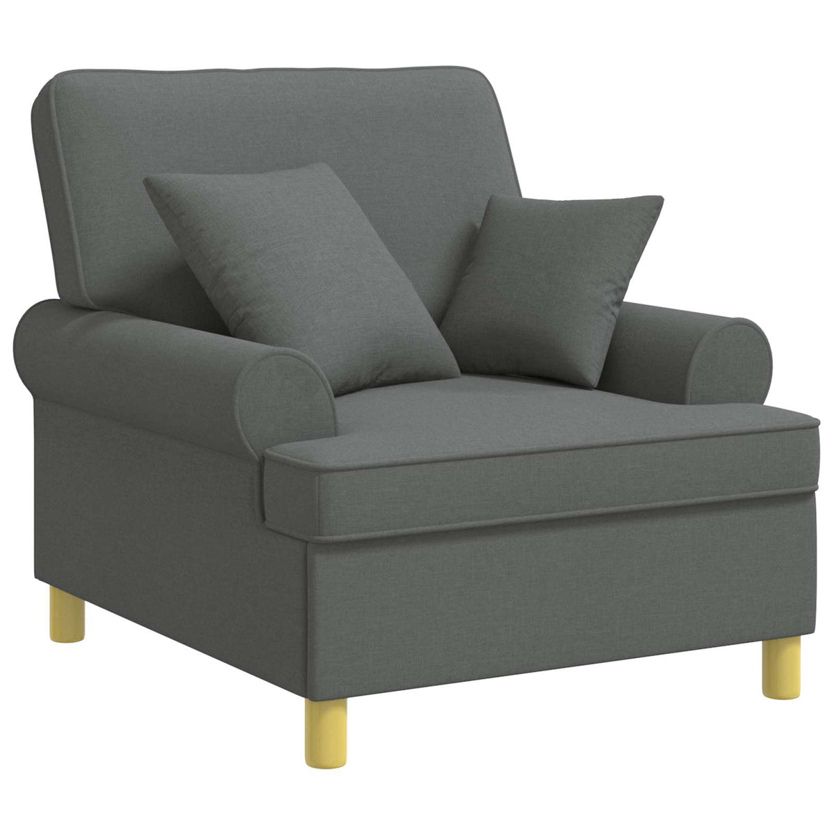 vidaXL XL fauteuil met kussens Donkergrijs Stof