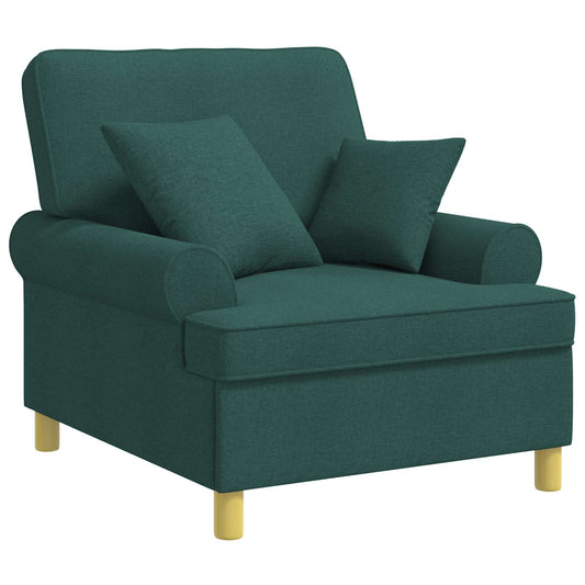 vidaXL XL fauteuil met kussens Donkergroen Stof