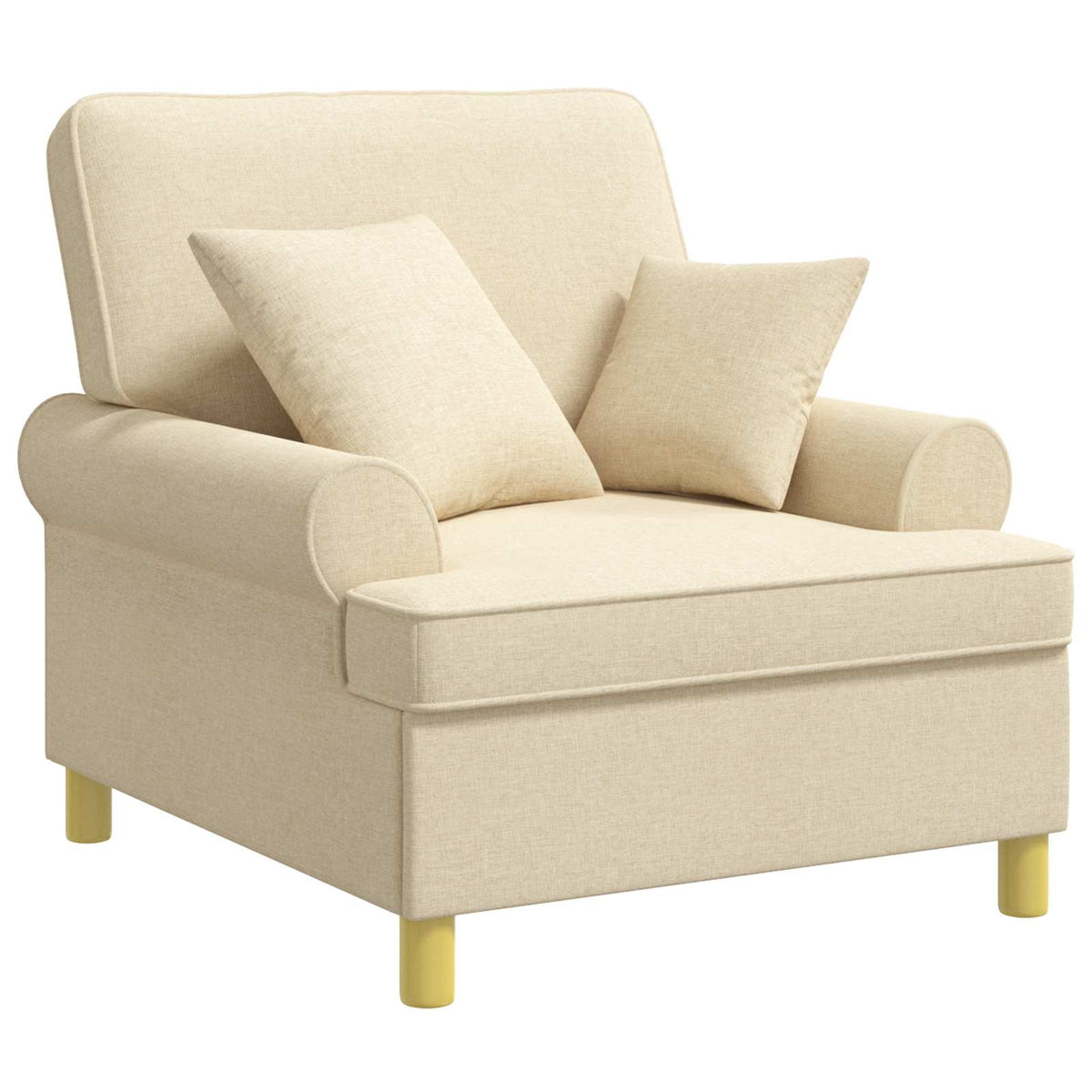 vidaXL XL fauteuil met kussens Crèmekleurig Stof