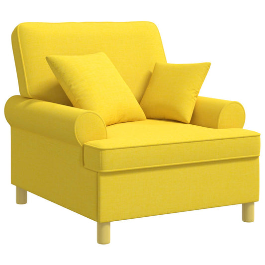 vidaXL XL fauteuil met kussens Lichtgeel Stof