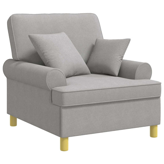 vidaXL XL fauteuil met kussens Wolkengrijs Stof