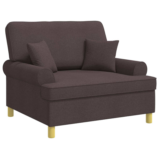 vidaXL Fauteuil met kussens Donkerbruin Stof