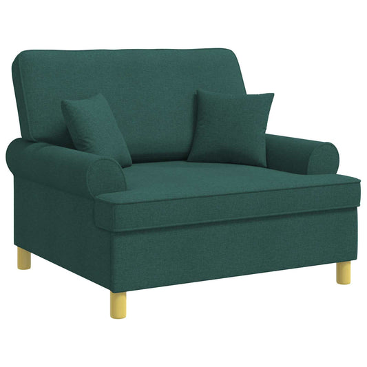 vidaXL Fauteuil met kussens Donkergroen Stof