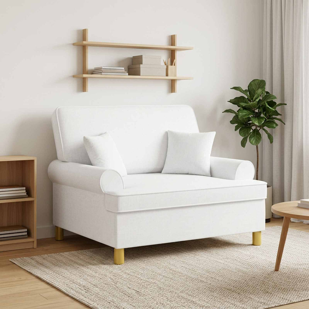 XXL Armchair with Cushions Wit Stof is nu te koop bij PeponiXL, paradijselijk wonen!