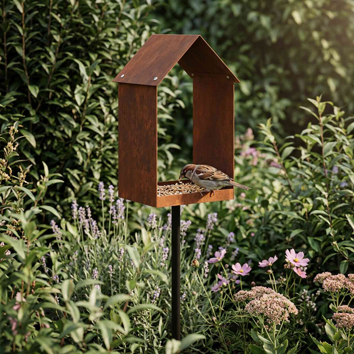 Vogeleter weervast staal Roestkleurig is nu te koop bij PeponiXL, paradijselijk wonen!