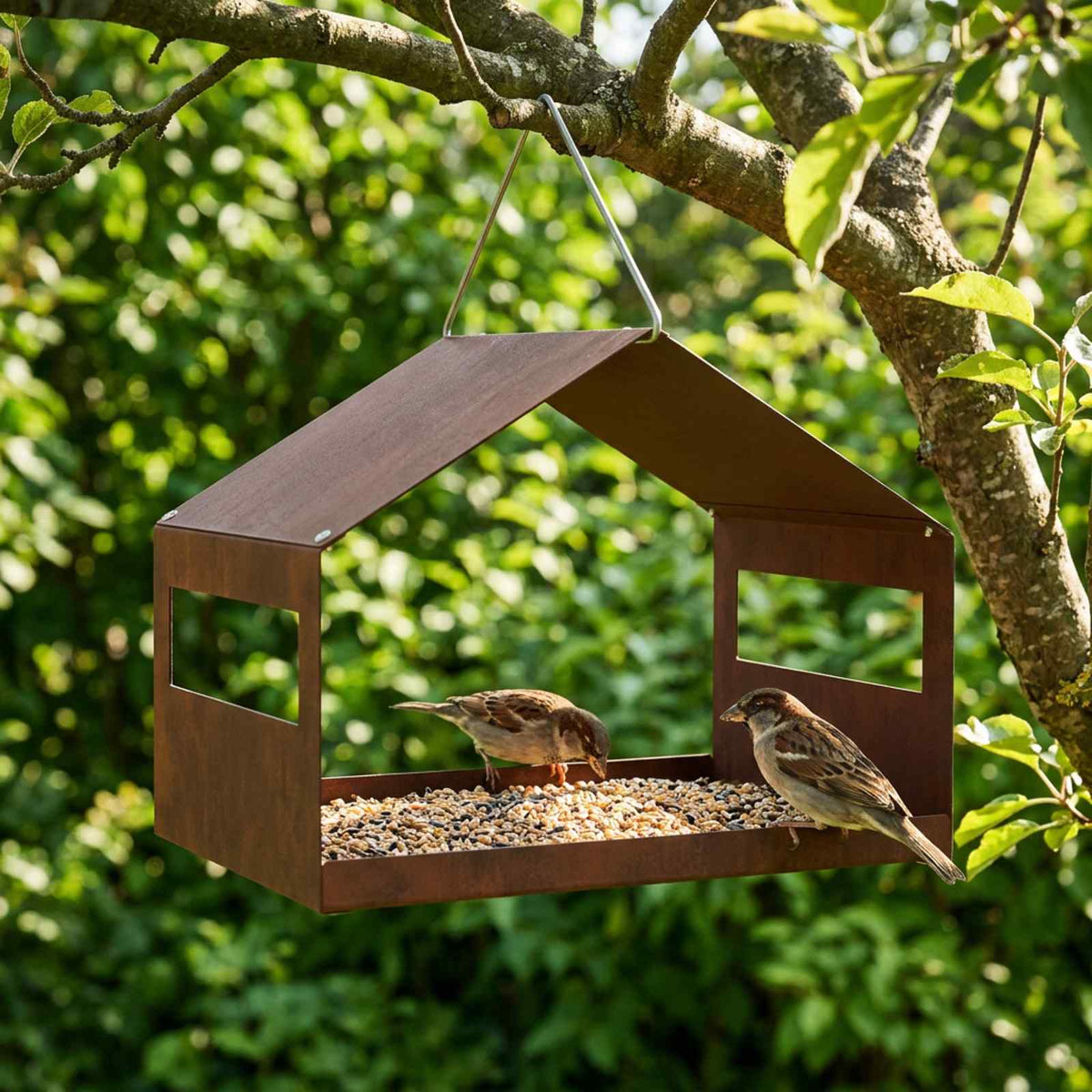 Hangend vogelvoederhuisje weervast staal Roestkleurig is nu te koop bij PeponiXL, paradijselijk wonen!