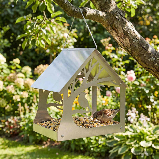Hangend vogelvoederhuisje Roestvrij staal zilver is nu te koop bij PeponiXL, paradijselijk wonen!