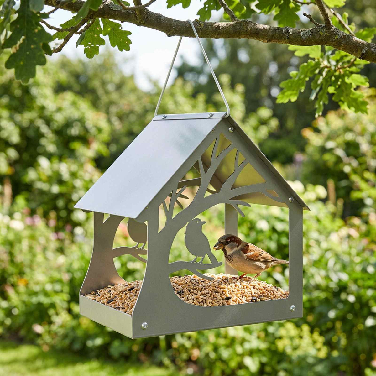 Hangend vogelvoederhuisje Gegalvaniseerd staal zilver is nu te koop bij PeponiXL, paradijselijk wonen!