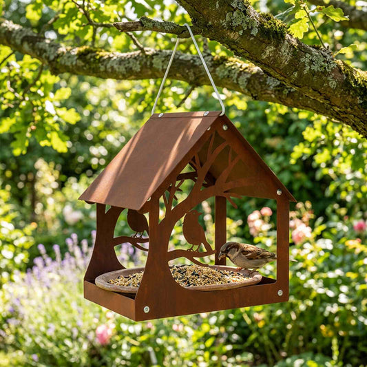 Hangend vogelvoederhuisje weervast staal Roestkleurig is nu te koop bij PeponiXL, paradijselijk wonen!