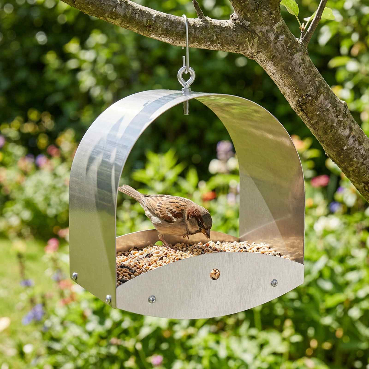 Hangend vogelvoederhuisje Roestvrij staal zilver is nu te koop bij PeponiXL, paradijselijk wonen!