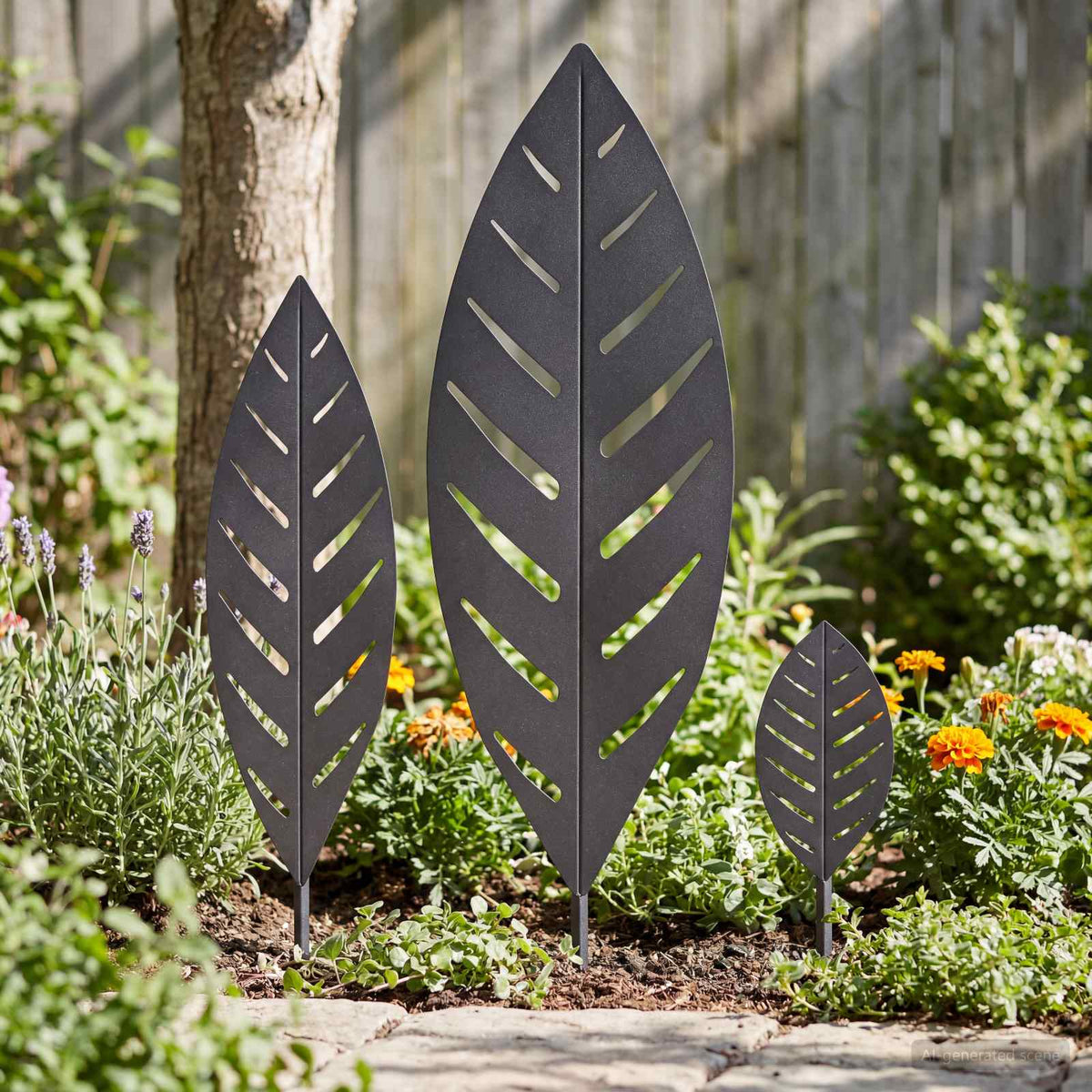 Tuinstekers 3 st 116,5 x 35 x 3 cm Zwart Staal is nu te koop bij PeponiXL, paradijselijk wonen!