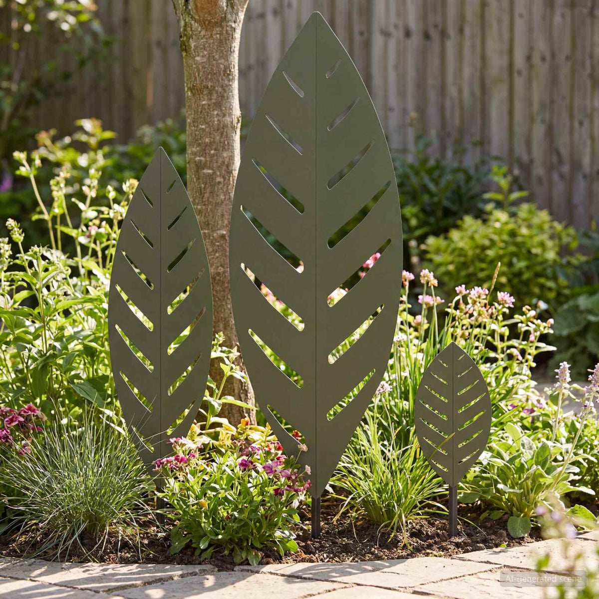 Tuinsteak 3 st 116,5 x 35 x 3 cm Olijfgroen Staal is nu te koop bij PeponiXL, paradijselijk wonen!