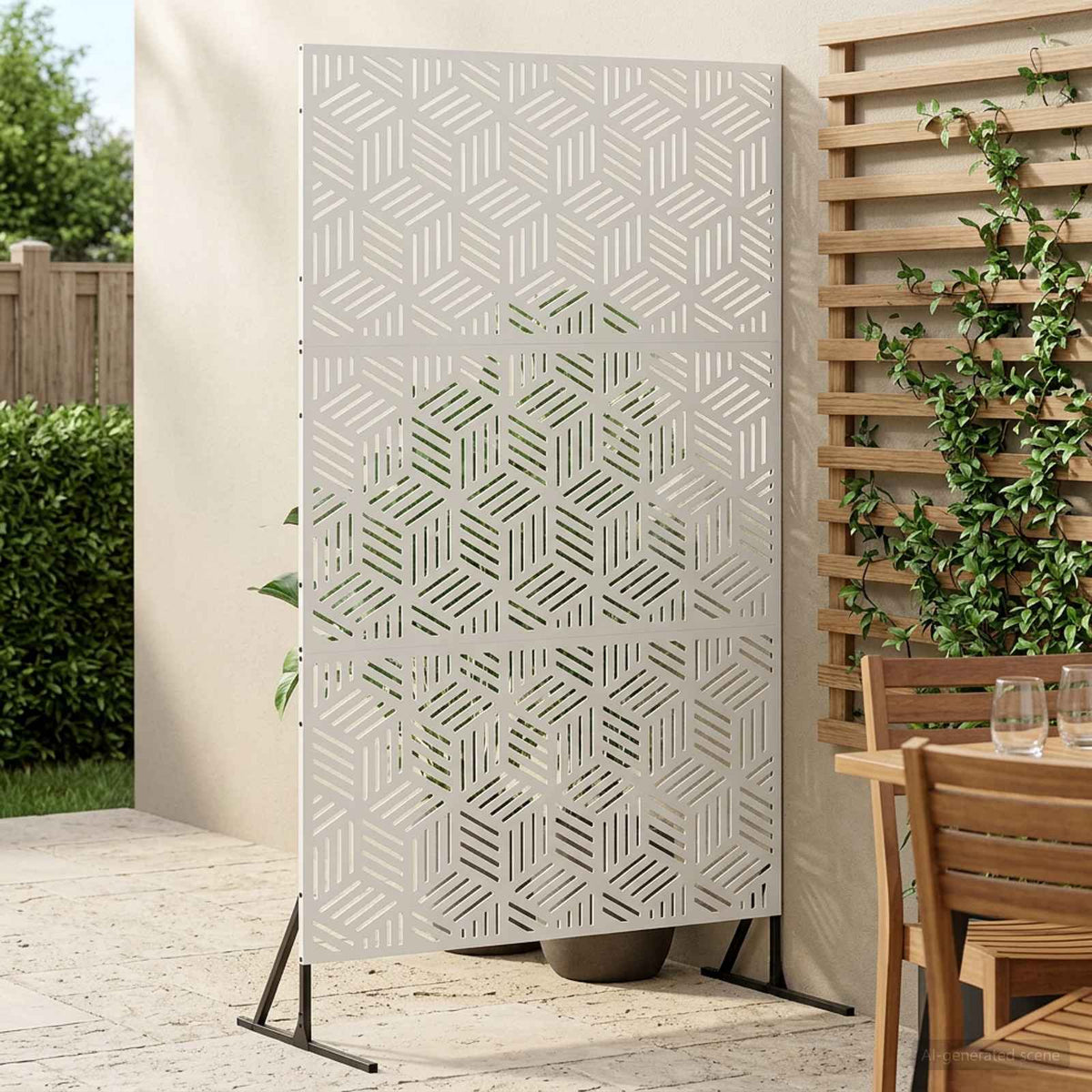 Privacyscherm 100 x 50 x 180 cm Staal Wit is nu te koop bij PeponiXL, paradijselijk wonen!