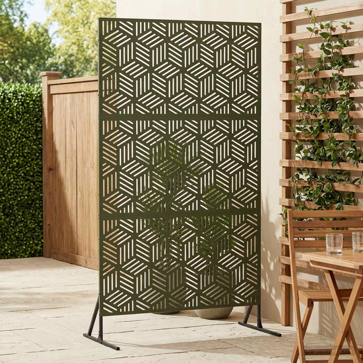 Privacyscherm 100 x 50 x 180 cm Staal Olijfgroen is nu te koop bij PeponiXL, paradijselijk wonen!