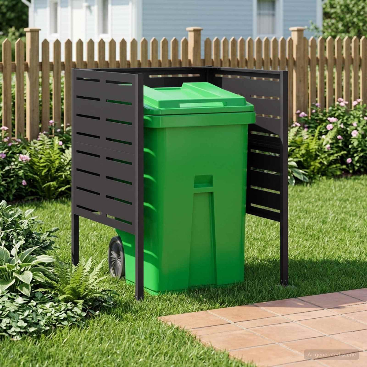 vidaXL Afvalcontainer scherm 85 x 85 x 113 cm Staal Zwart