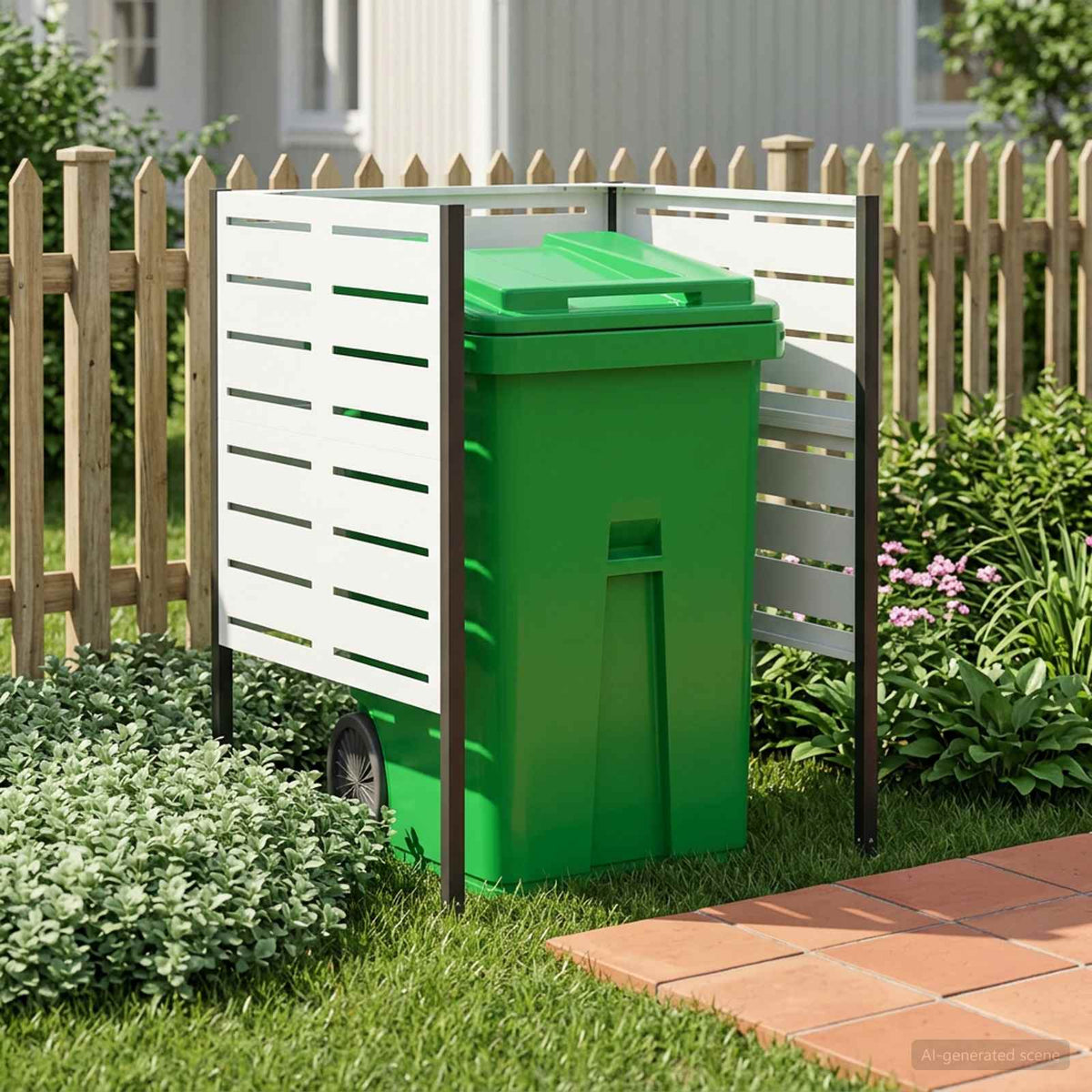 vidaXL Afvalcontainer scherm 85 x 85 x 113 cm Staal Wit