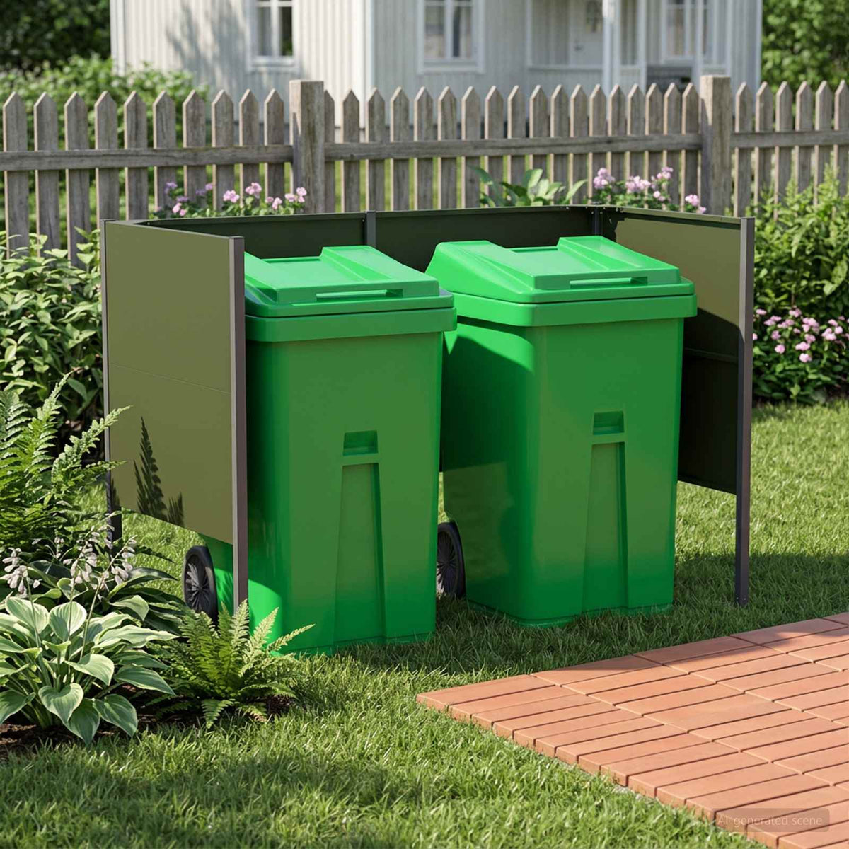 vidaXL Afvalcontainer scherm 167 x 85 x 113 cm Staal Olijfgroen