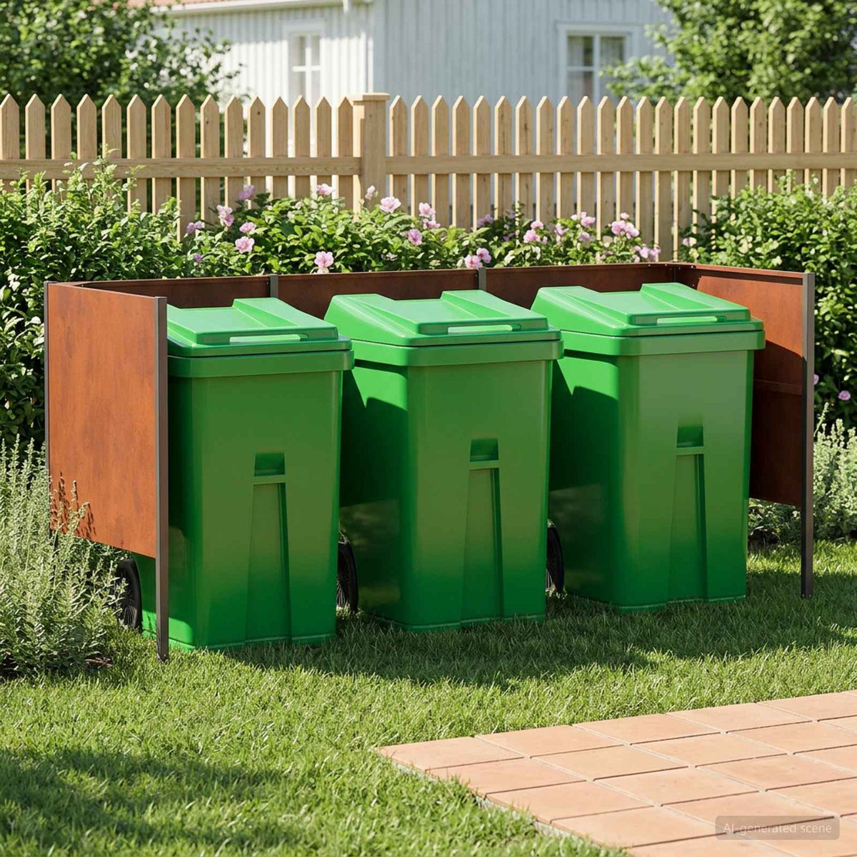 Afvalcontainer scherm 249 x 85 x 113 cm weervast staal is nu te koop bij PeponiXL, paradijselijk wonen!