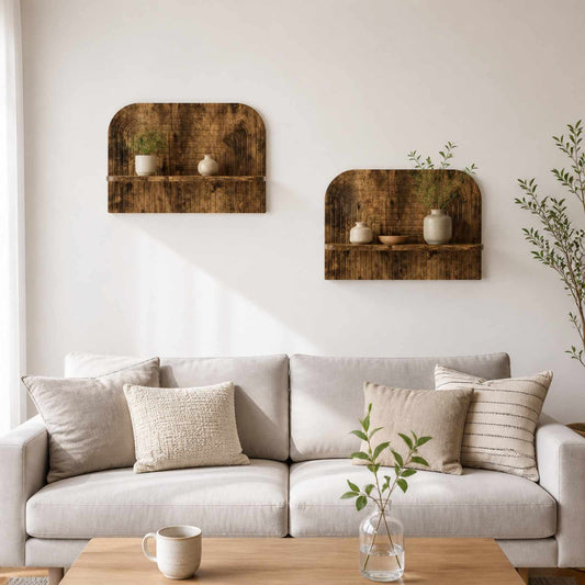 Wandplank 2 st Gerookt eiken 60 x 13.5 x 37.5 cm Bewerkt hout is nu te koop bij PeponiXL, paradijselijk wonen!