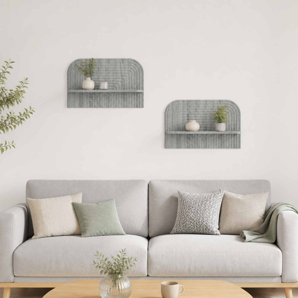 Wandplank 2 st Grijs Sonoma 60 x 13.5 x 37.5 cm Bewerkt hout is nu te koop bij PeponiXL, paradijselijk wonen!