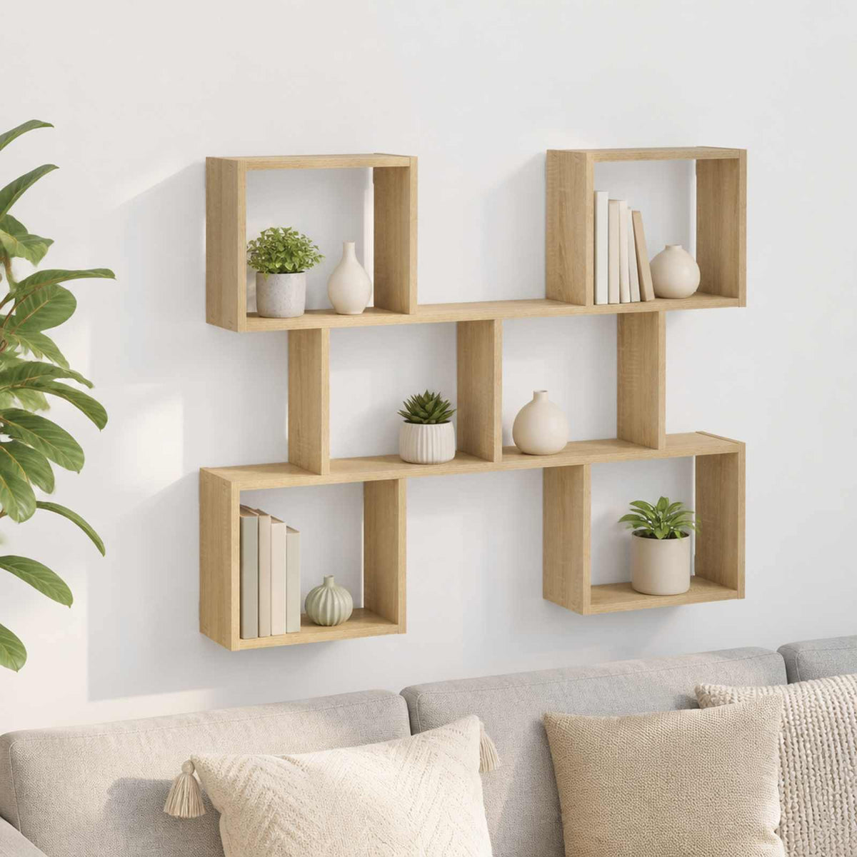 vidaXL Wandplank Sonoma Eiken 103 x 17 x 80 cm Bewerkt hout