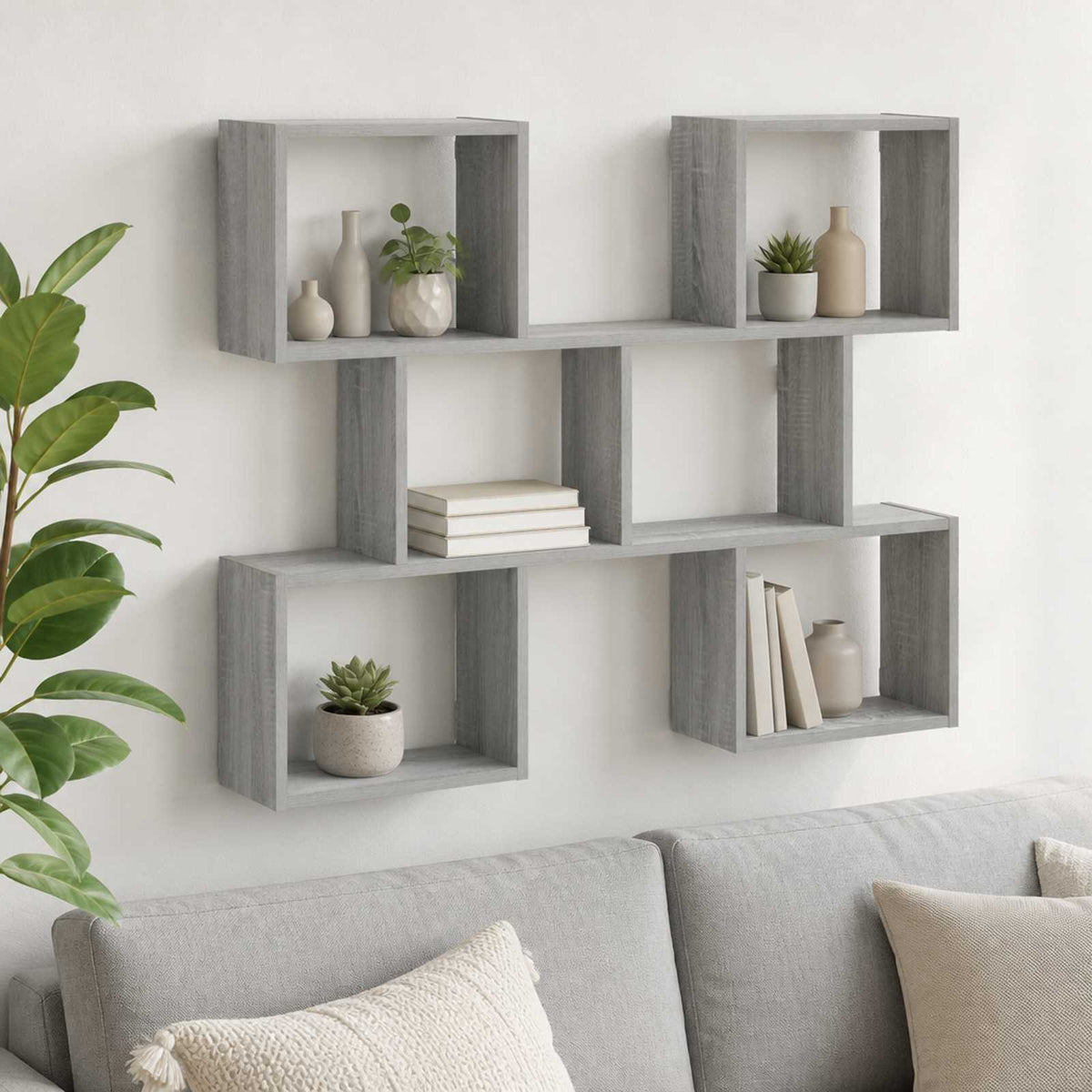 Wandplank Grijs Sonoma 103 x 17 x 80 cm Bewerkt hout is nu te koop bij PeponiXL, paradijselijk wonen!
