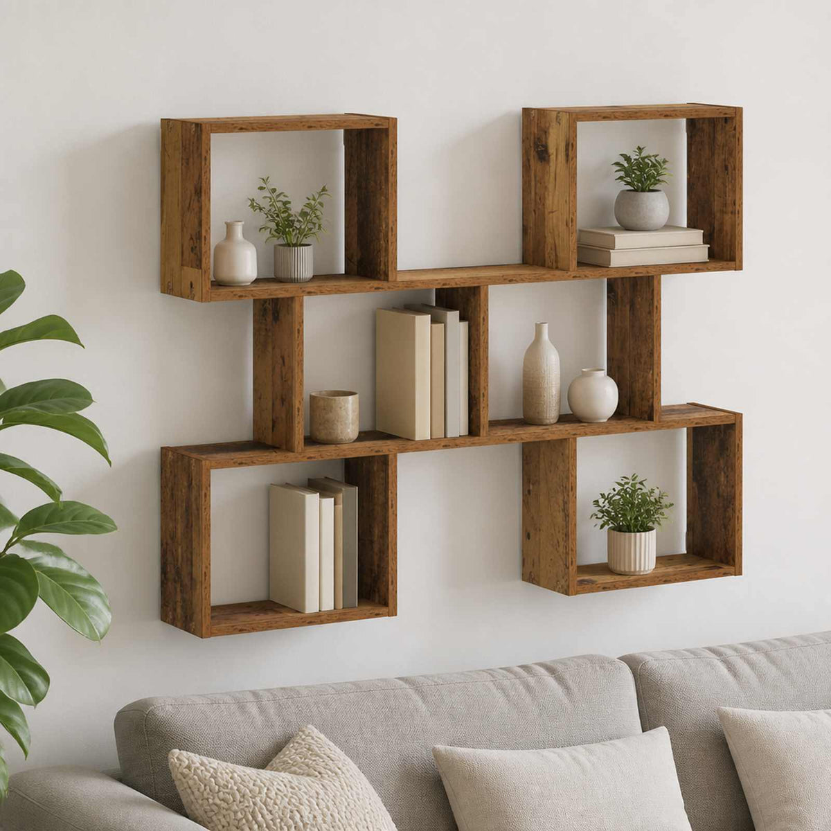 Wandplank Oud hout 103 x 17 x 80 cm Bewerkt hout is nu te koop bij PeponiXL, paradijselijk wonen!