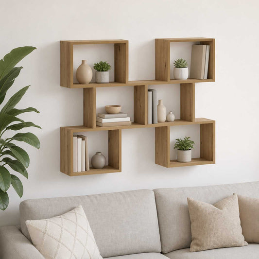 vidaXL Wandplank Artisanaal eiken 103 x 17 x 80 cm Bewerkt hout