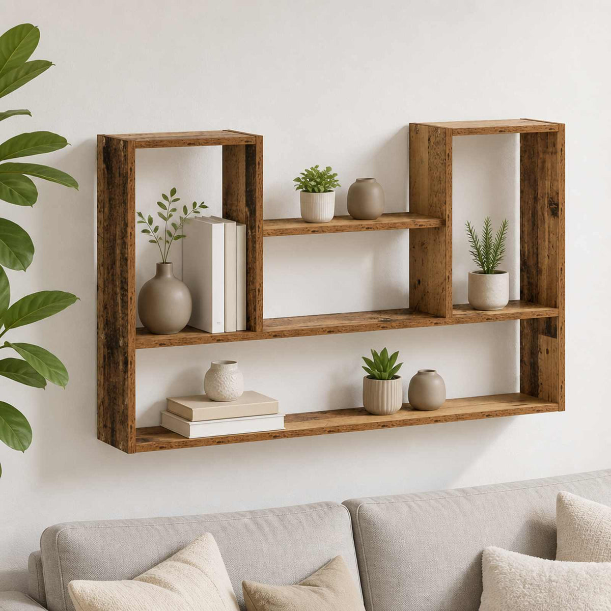 Wandplank Oud hout 100 x 17 x 60 cm Bewerkt hout is nu te koop bij PeponiXL, paradijselijk wonen!