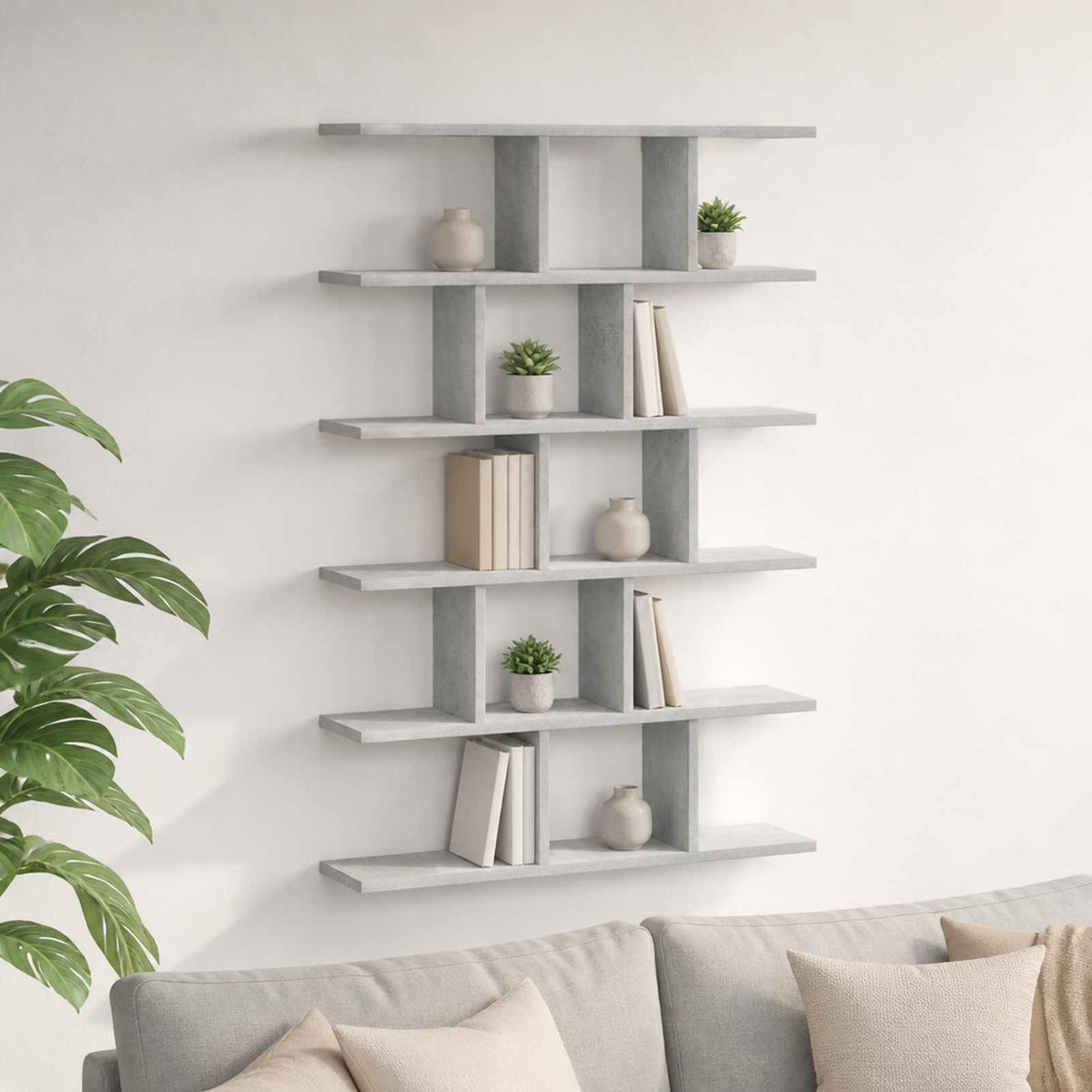 Wandplank Betongrijs 70 x 17 x 101 cm Bewerkt hout is nu te koop bij PeponiXL, paradijselijk wonen!