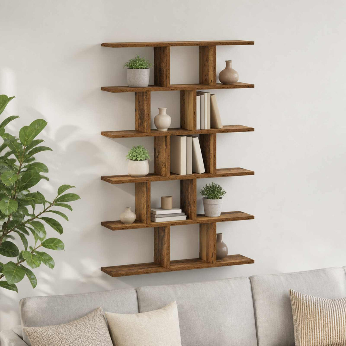 Wandplank Eikenhout 70 x 17 x 101 cm Bewerkt hout is nu te koop bij PeponiXL, paradijselijk wonen!