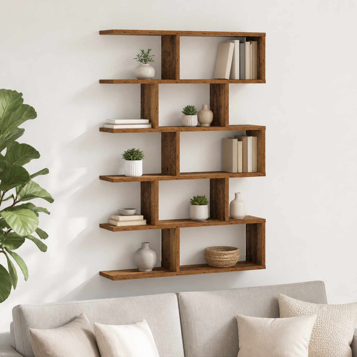 Wandplank Oud hout 70 x 17 x 101 cm Bewerkt hout is nu te koop bij PeponiXL, paradijselijk wonen!