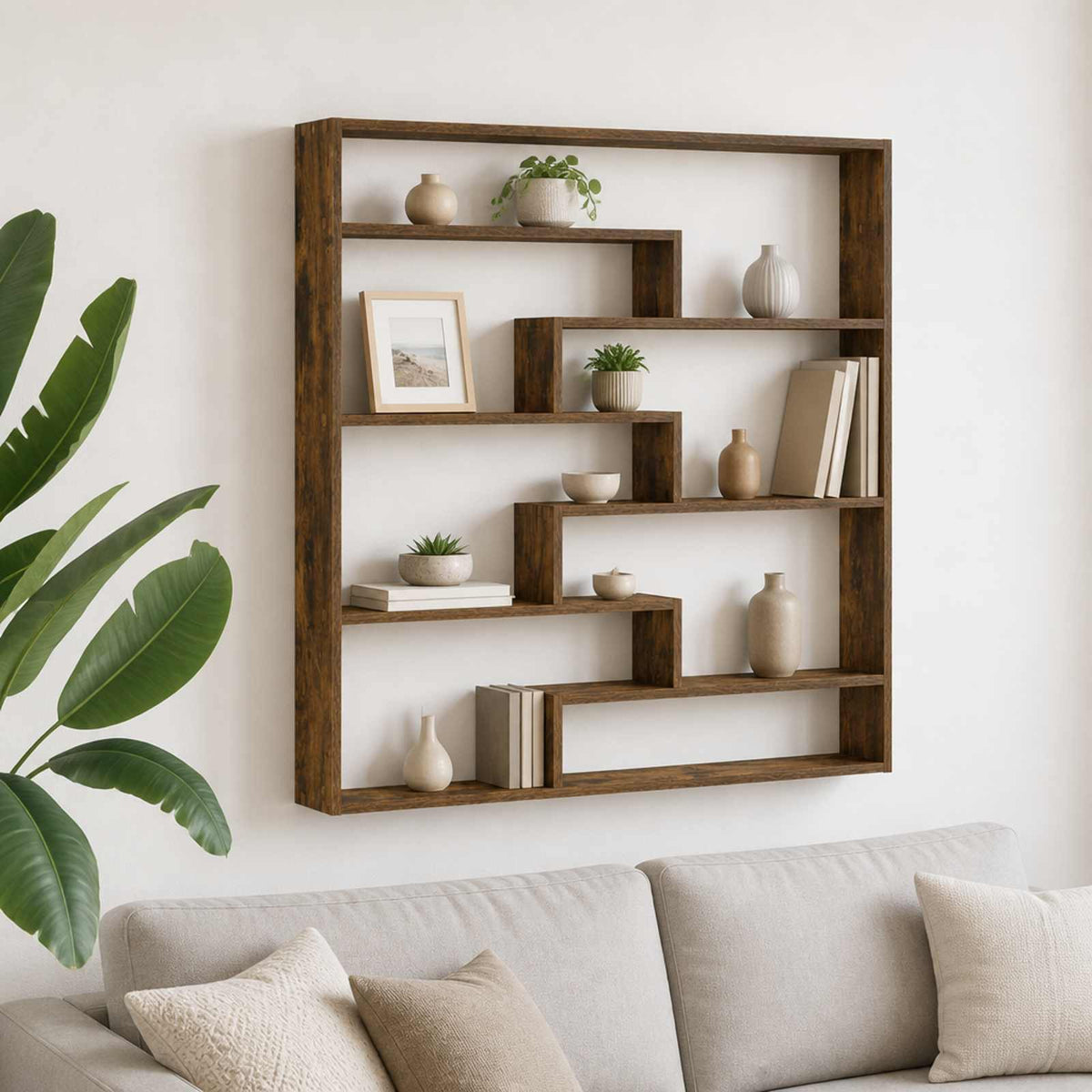 Wandplank Gerookt eiken 103 x 17 x 102 cm Bewerkt hout is nu te koop bij PeponiXL, paradijselijk wonen!