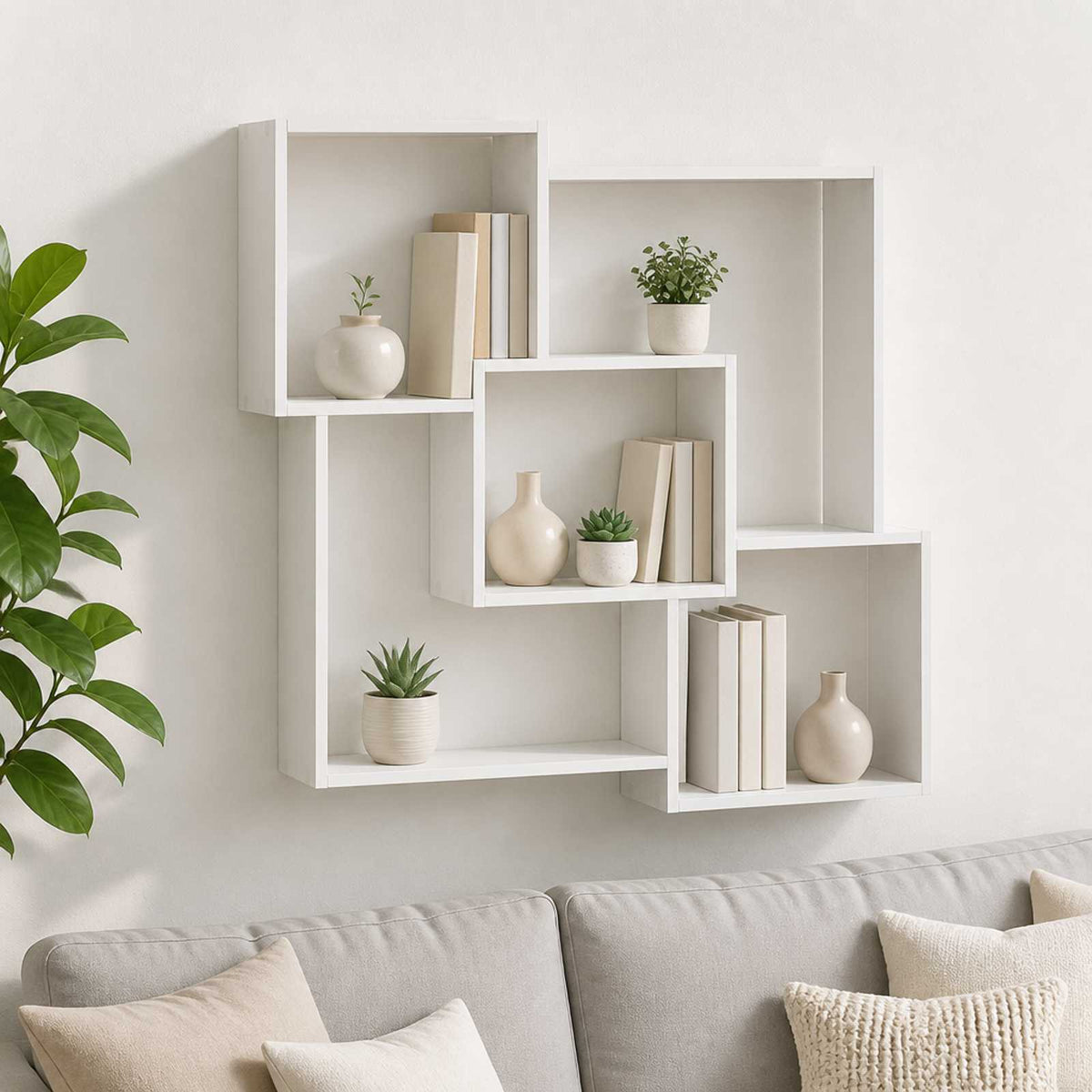 Wandplank Wit 98 x 17 x 91 cm Bewerkt hout is nu te koop bij PeponiXL, paradijselijk wonen!