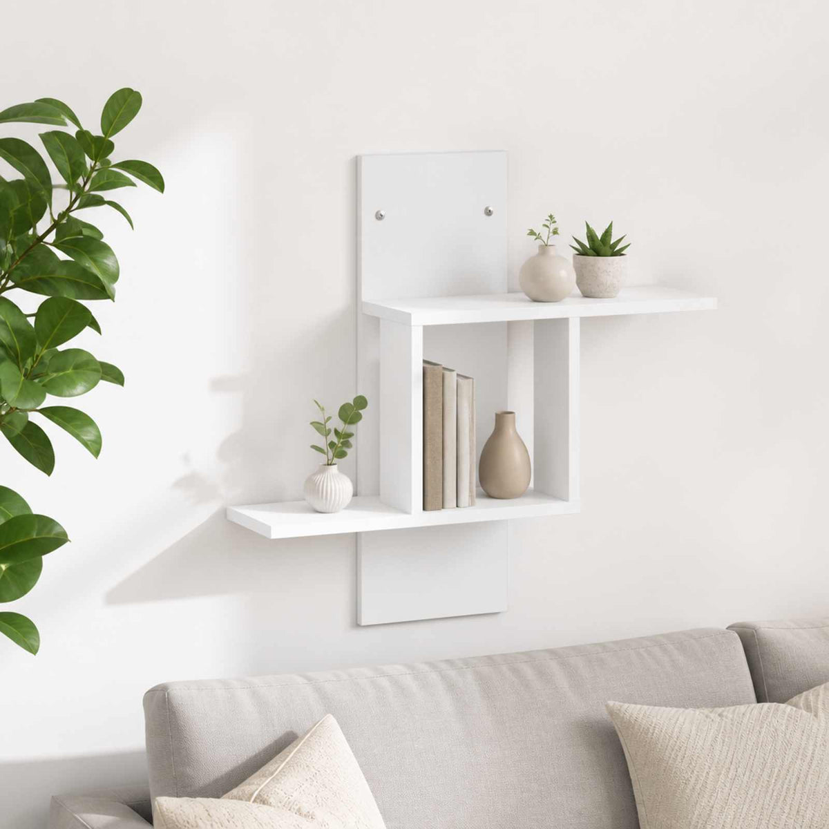 Wandplank Wit 59 x 17 x 63 cm Bewerkt hout is nu te koop bij PeponiXL, paradijselijk wonen!