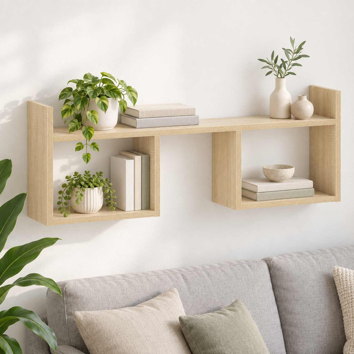 Wandplank Sonoma Eiken 90 x 17 x 32 cm Bewerkt hout is nu te koop bij PeponiXL, paradijselijk wonen!