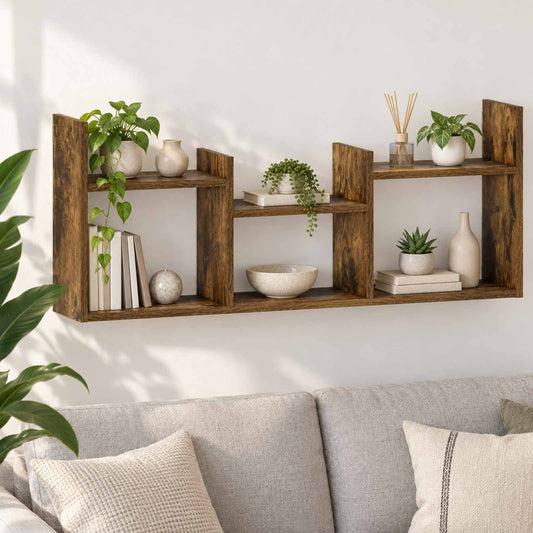 Wandplank Gerookt eiken 97.5 x 17 x 40 cm Bewerkt hout is nu te koop bij PeponiXL, paradijselijk wonen!