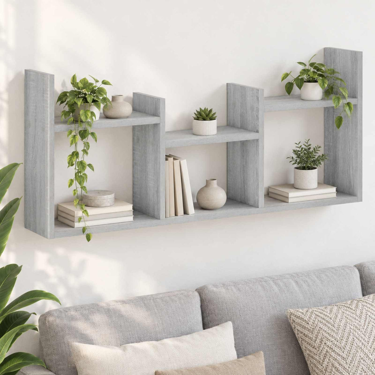 Wandplank Grijs Sonoma 97.5 x 17 x 40 cm Bewerkt hout is nu te koop bij PeponiXL, paradijselijk wonen!