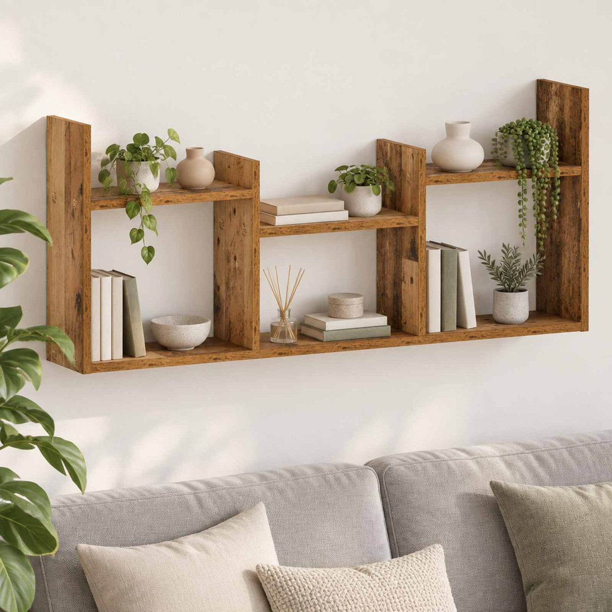 Wandplank Oud hout 97.5 x 17 x 40 cm Bewerkt hout is nu te koop bij PeponiXL, paradijselijk wonen!