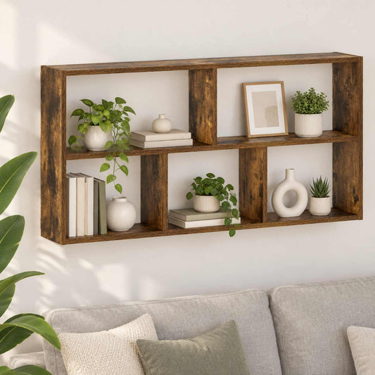 Wandplank Gerookt eiken 102 x 17 x 50 cm Bewerkt hout is nu te koop bij PeponiXL, paradijselijk wonen!