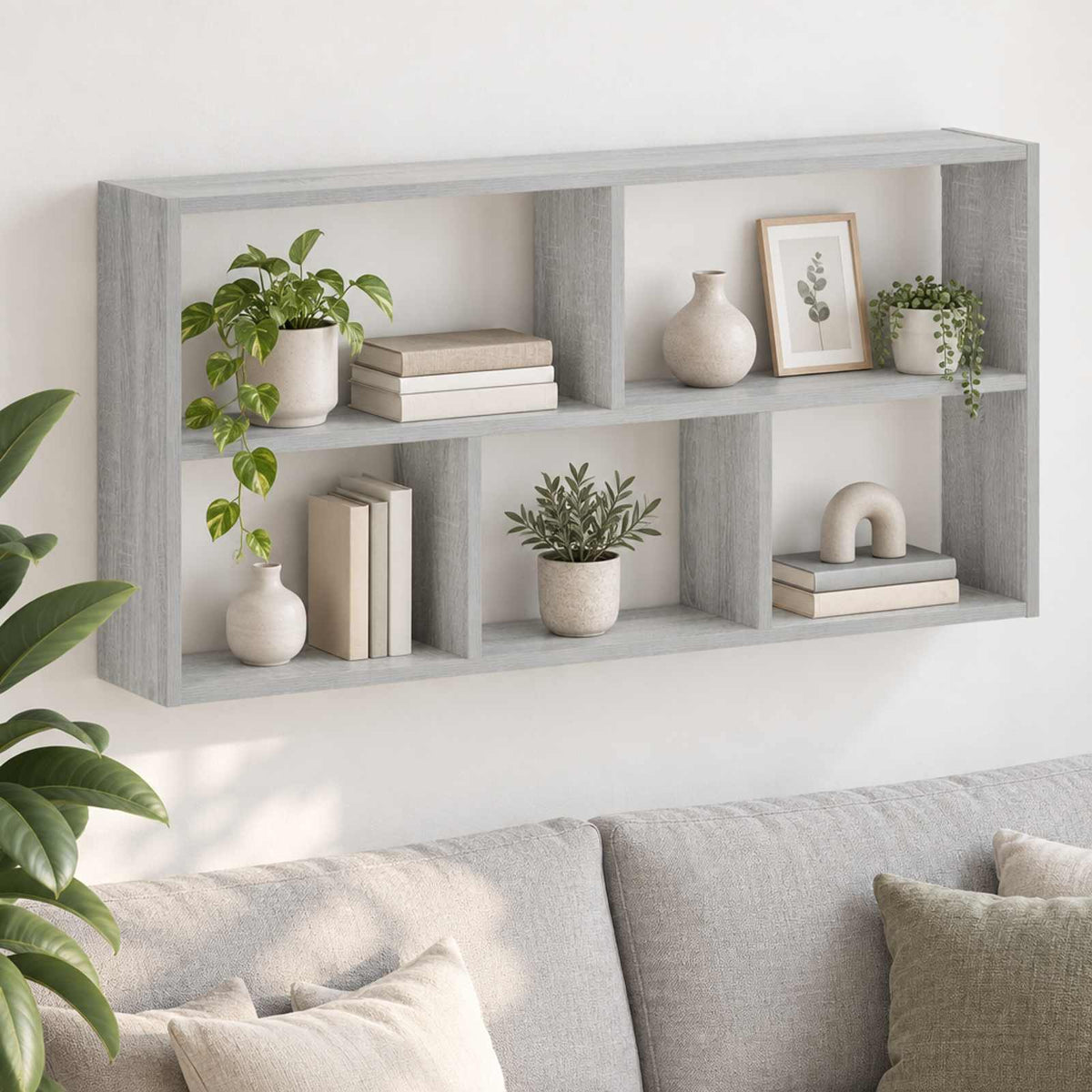 Wandplank Grijs Sonoma 102 x 17 x 50 cm Bewerkt hout is nu te koop bij PeponiXL, paradijselijk wonen!
