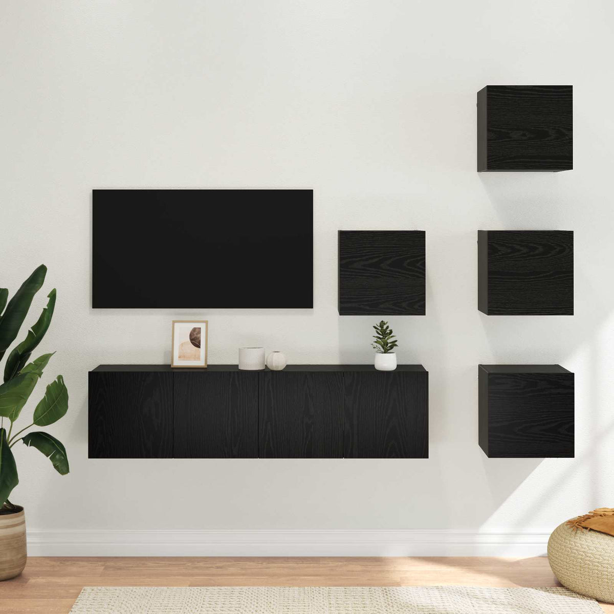 Tv-meubelset 6 pcs 60 x 30 x 30 cm Zwart eiken Bewerkt hout is nu te koop bij PeponiXL, paradijselijk wonen!