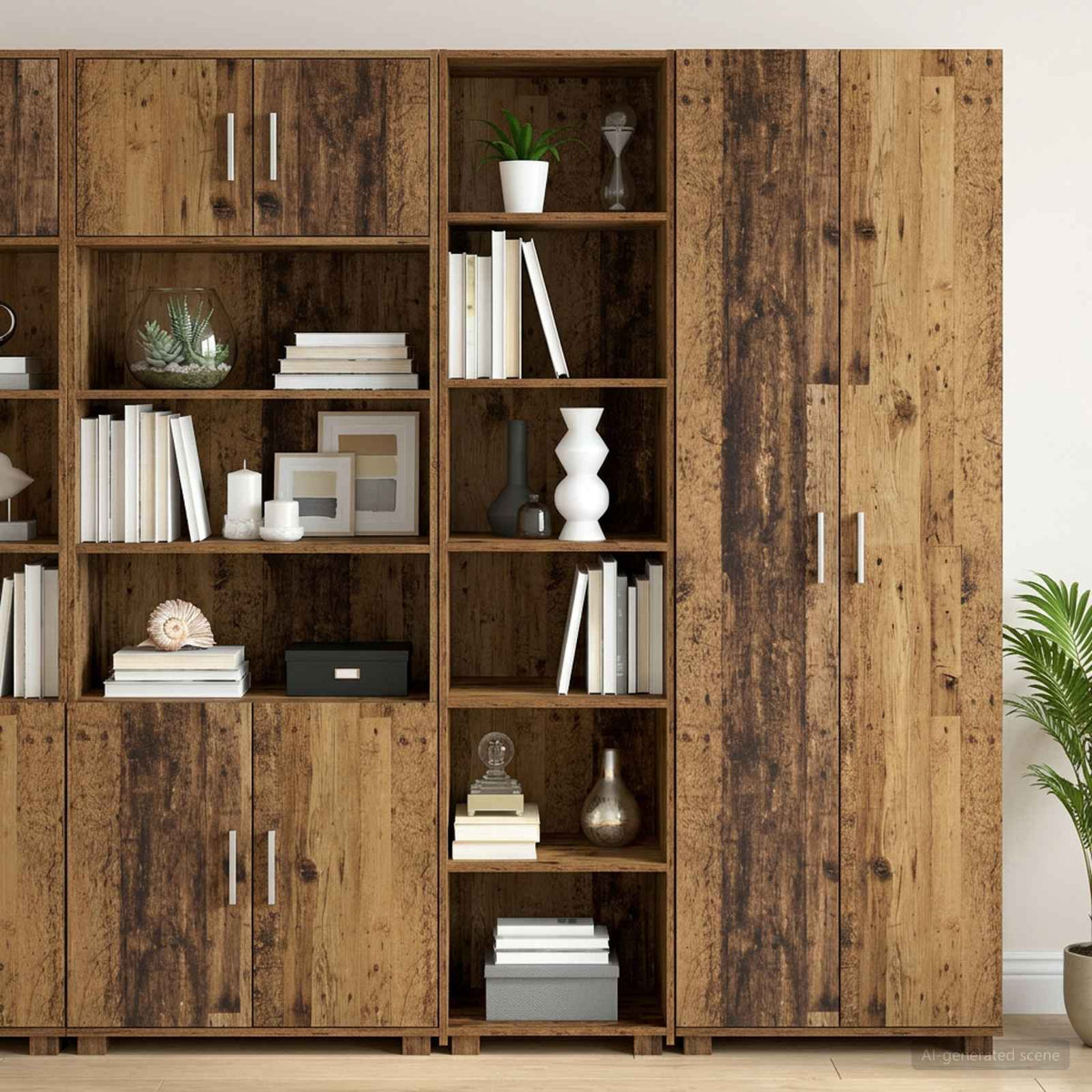 Dressoir Eikenhout 45 x 41 x 185 cm Bewerkt hout is nu te koop bij PeponiXL, paradijselijk wonen!
