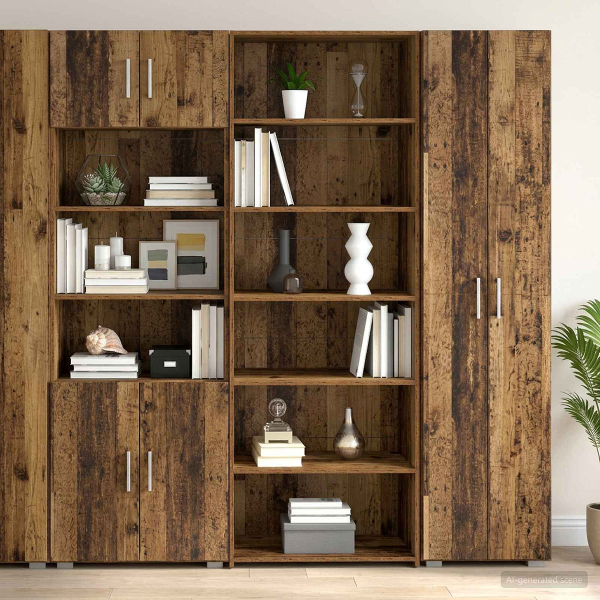 Dressoir Eikenhout 70 x 41 x 185 cm Bewerkt hout is nu te koop bij PeponiXL, paradijselijk wonen!