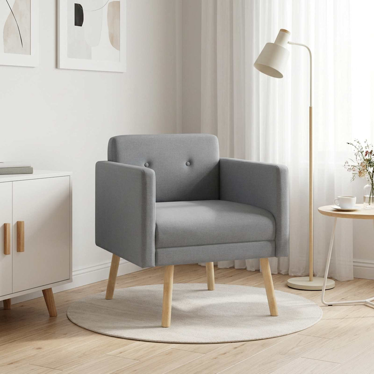 vidaXL Accentstoel Lichtgrijs Stof