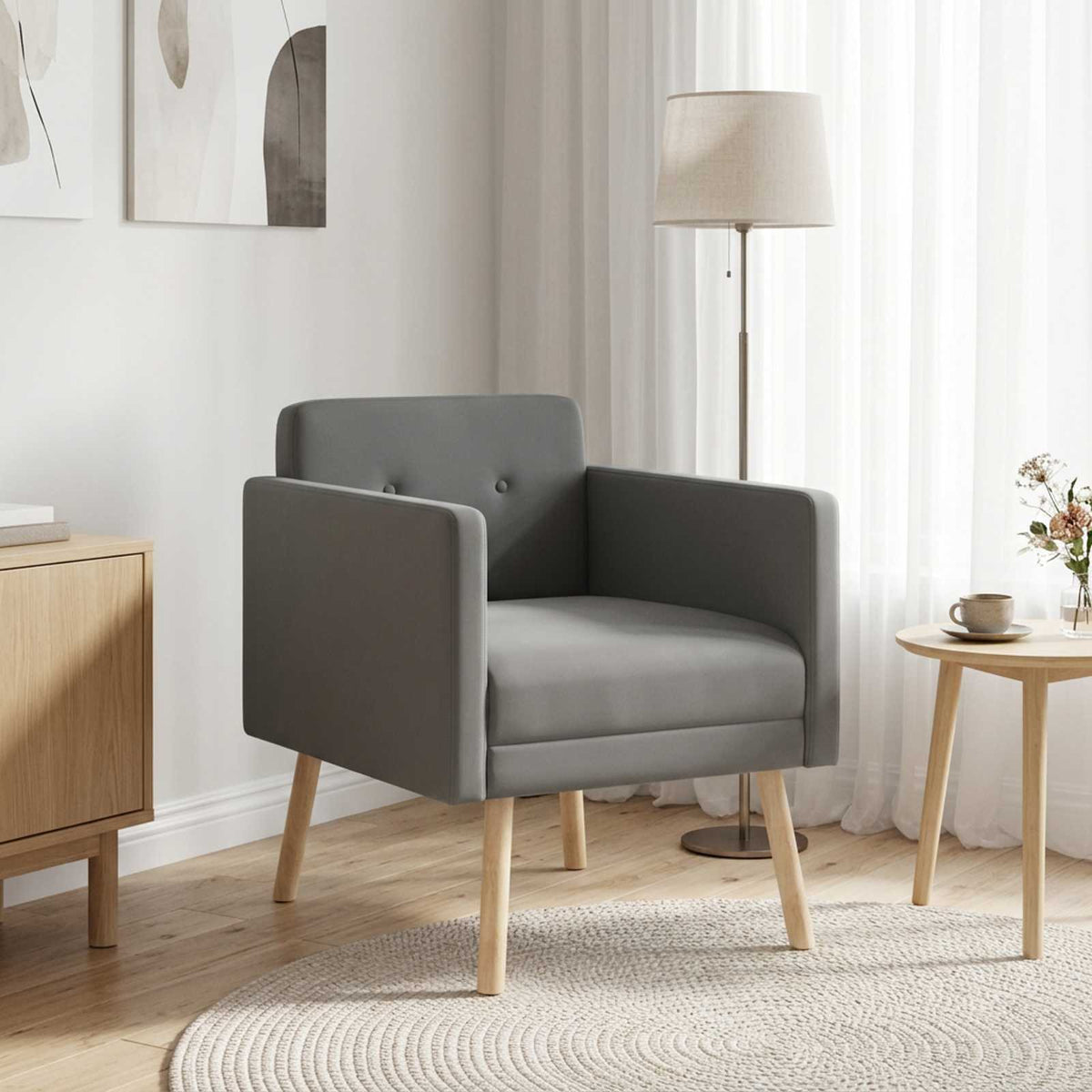 Accentstoel Donkergrijs fluweel is nu te koop bij PeponiXL, paradijselijk wonen!
