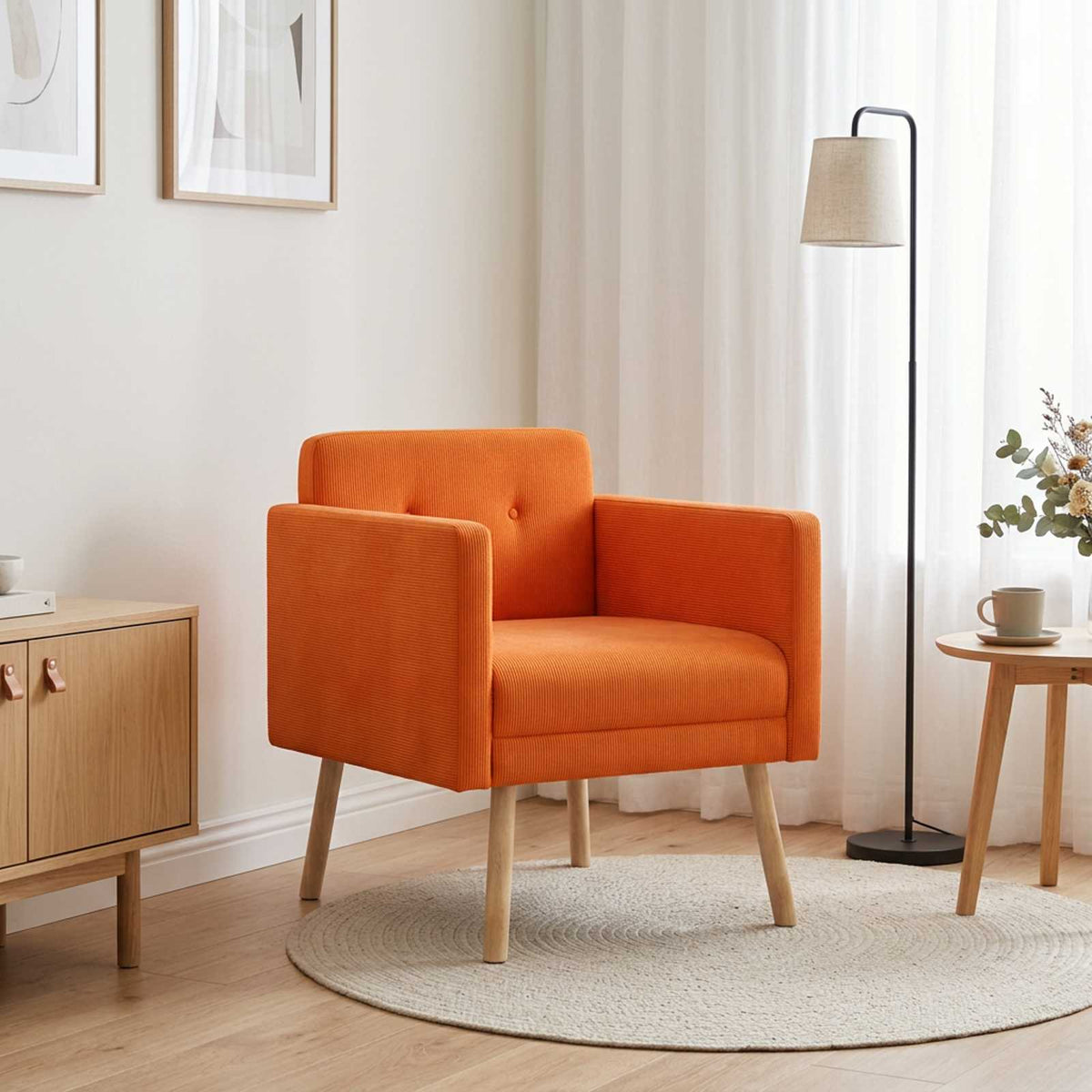 vidaXL Accentstoel Oranje Ribstof
