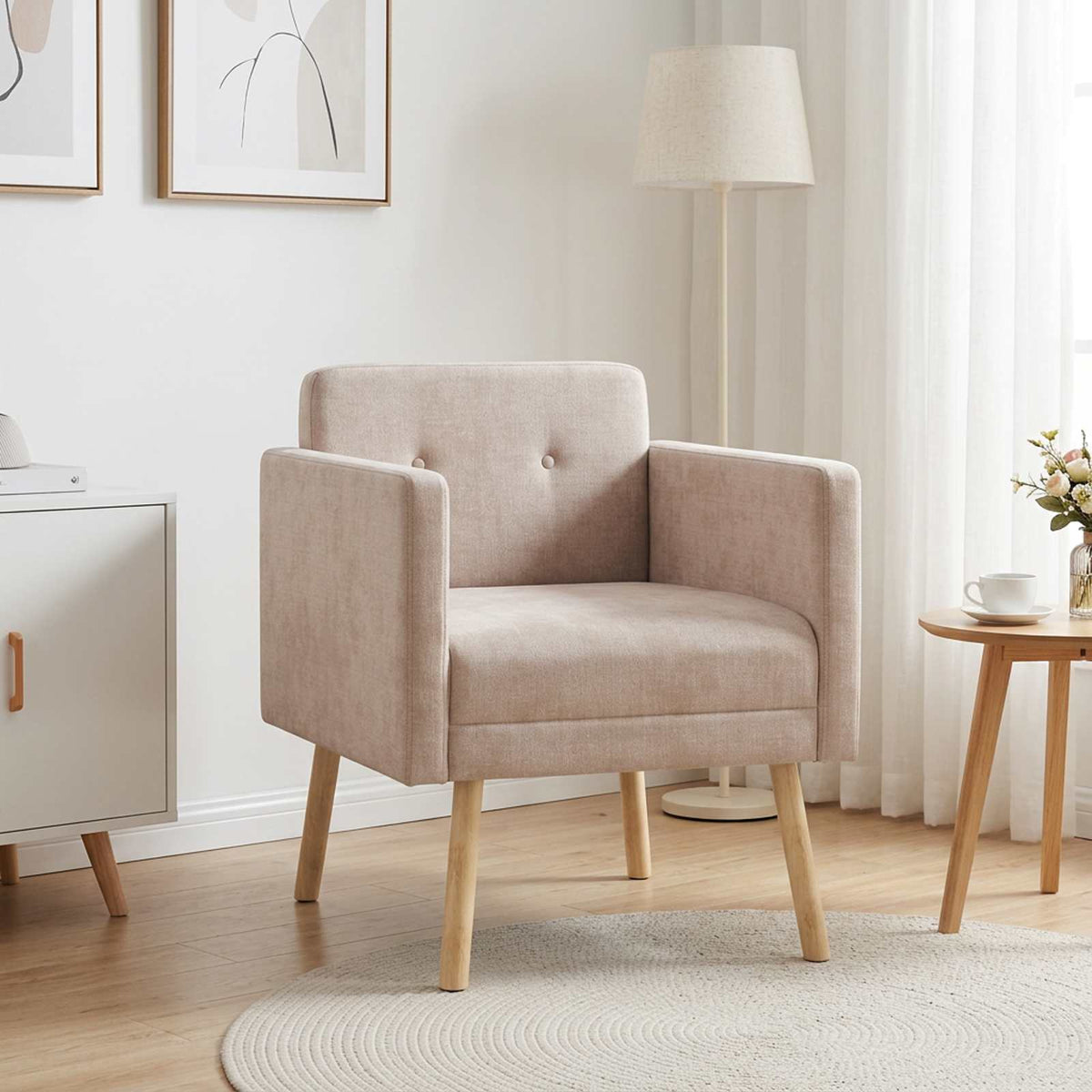 vidaXL Accentstoel Beige Chenille Stof