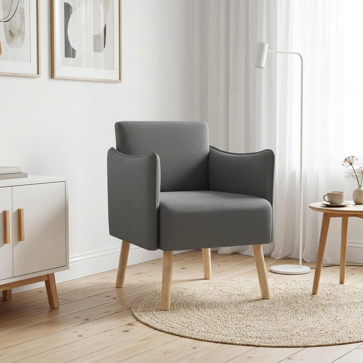 Accentstoel Donkergrijs Stof is nu te koop bij PeponiXL, paradijselijk wonen!