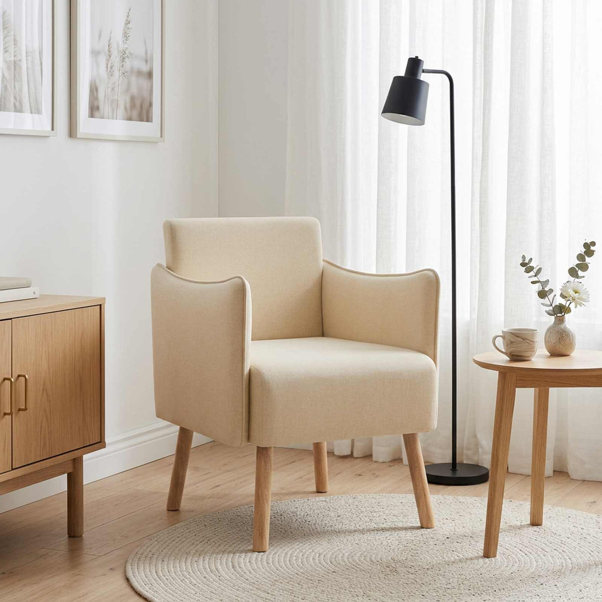 Accentstoel Crèmekleurig Stof is nu te koop bij PeponiXL, paradijselijk wonen!